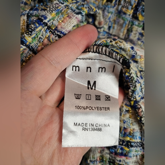 MNML Raw Edge Flannel Button Shirt - Blue/White Size Mens Medium - Picture 4 of 6